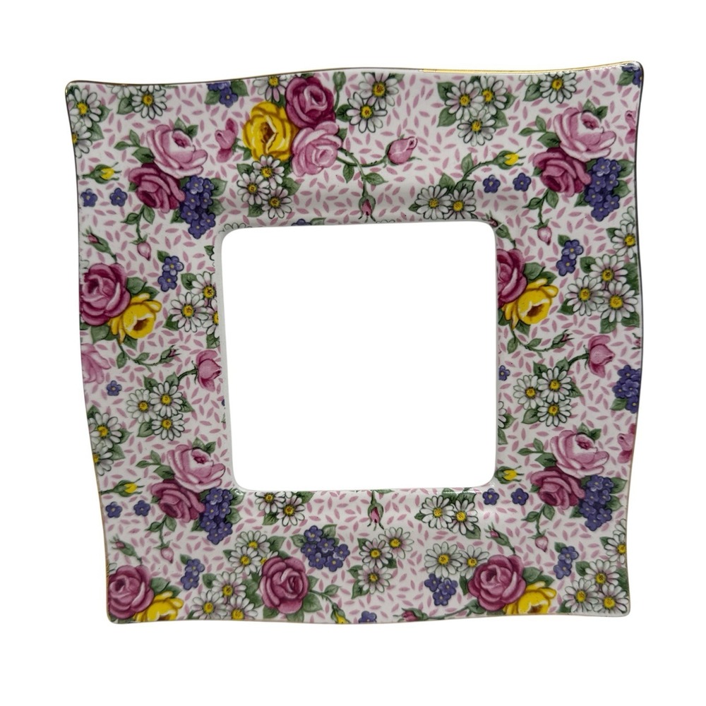 Vintage‎ Carr Frames Porcelain Floral Rose Picture Frame 3x3" Photo Mothers Day